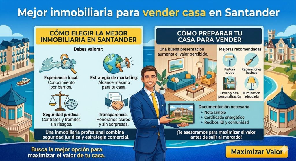 Mejor inmobiliaria para vender casa en Santander